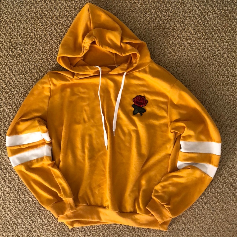 Gold Sweater with Red Rose